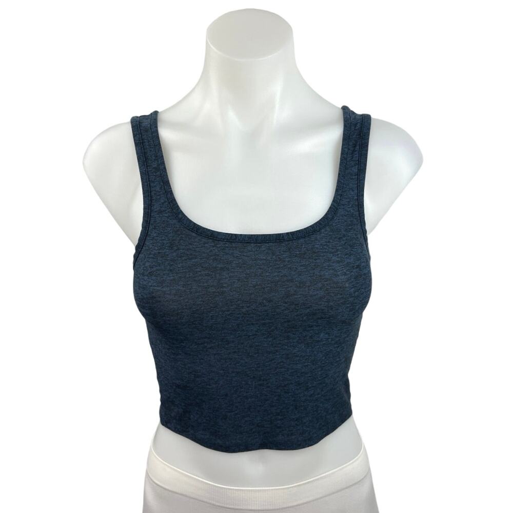 Outdoor Voices Blue Heathered Scoop Neck back Pullover Athletic Sports Bra Sz XS
